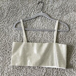 12th Tribe Silver Rhinestone Crop Top